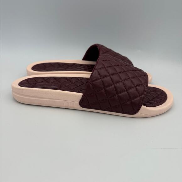 APL Nappa Leather Quilted Lusso Slides Burgundy Cream Men's Size 8 - Picture 4 of 5